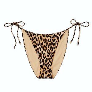 Victoria Secret Swim Side Tie Cheeky Bottom SIZE MEDIUM Leopard Black Tan nwt